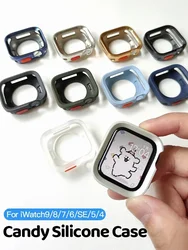 Coque en silicone souple Candy pour Apple Watch, pare-chocs de protection pour iWatch, série Ultra 9, 8, 7, SE 6, 5, femme, 45mm, 41mm, 44mm, 40mm