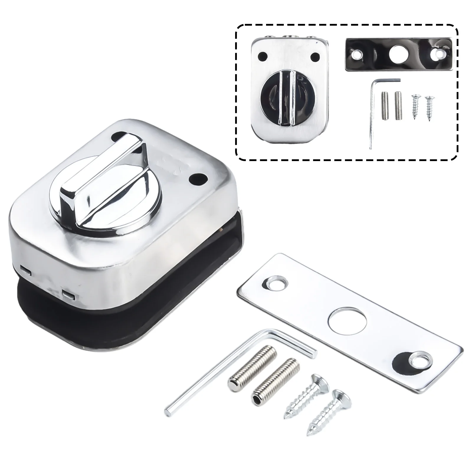 Hardware Latch Lock Glass Door Lock No Need Punch Holes Polished Stainless Steel Twist The Handle High Qualit Hardware