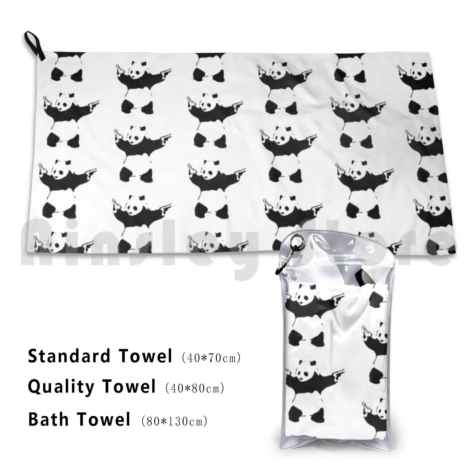 Panda With Guns-Banksy Bath Towel Beach Cushion Banksy Panda Guns Pistols