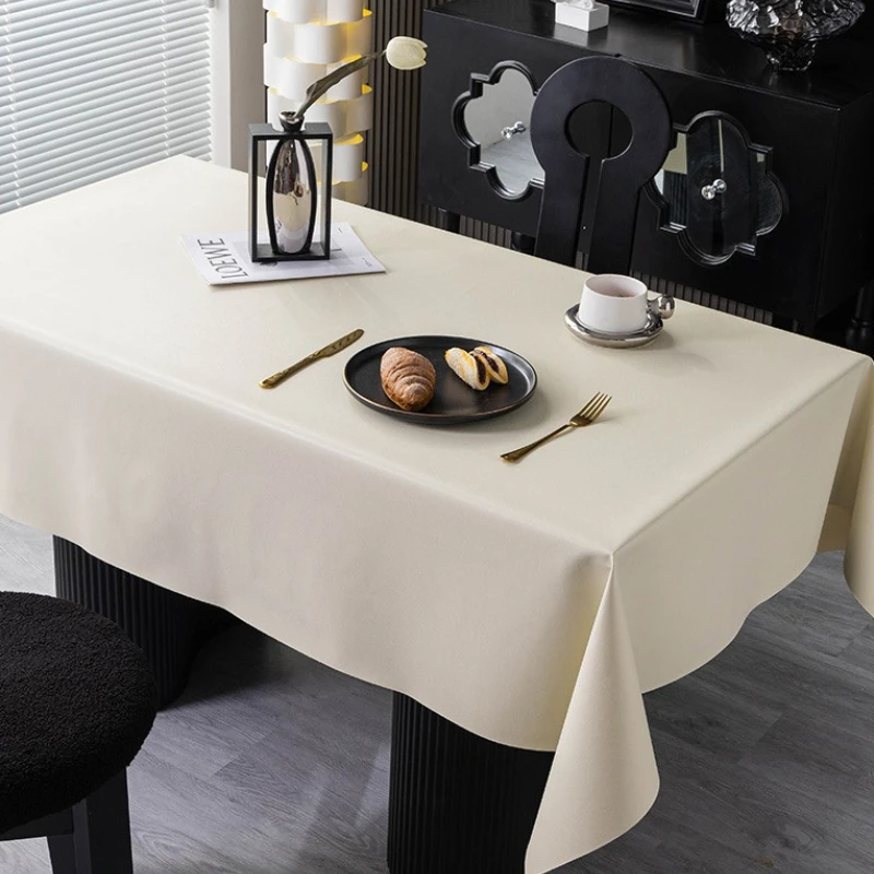 Rectangular Restaurant Table Cloth Waterproof Oil Resistant Wear-resistant Solid Color Home Decor Hotel Dining Table Decoration