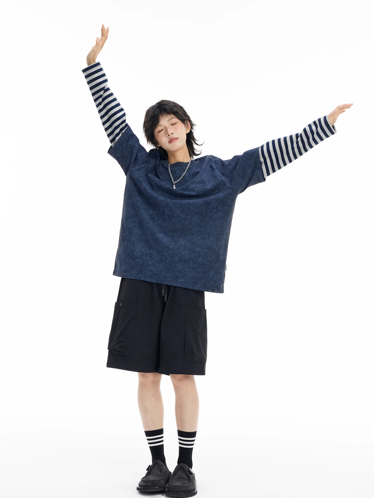 

Винтажная футболка Waed Long Sve, круглая хлопковая толстовка в полоску в стиле пэчворк, осенний повседневный топ Faion