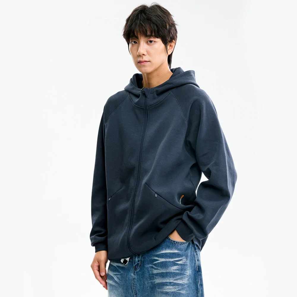 Casaco com Capuz Estilo Universitário de Outono para Homens, Moletom Casual Solto com Capuz, Jaqueta Streetwear Cityboy, Casaco Cardigan
