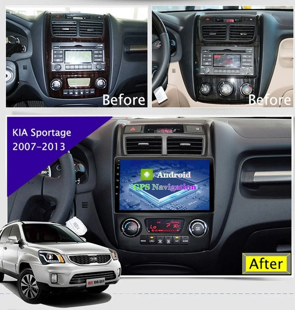 6G+128G Android 11 Car GPS Navigation For KIA Sportage 2007-2013 Auto Radio Stereo With Wifi 4G AHD DSP Bluetooth CARPLAY