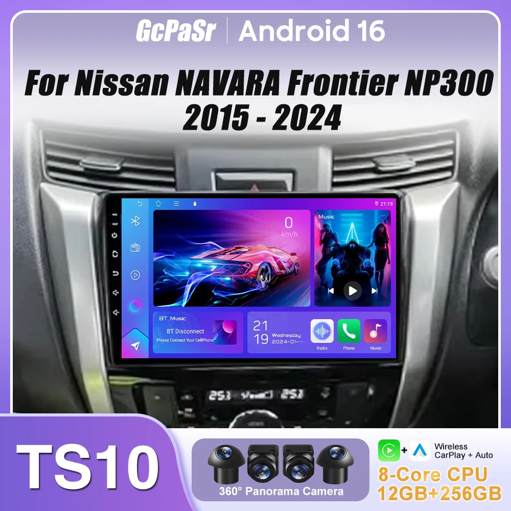 Radio para Auto con Carplay, GPS, Android 16, Navegación, Android Auto, WiFi, 4G, Sin 2din, para Nissan NAVARA Frontier NP300 2015-2024
