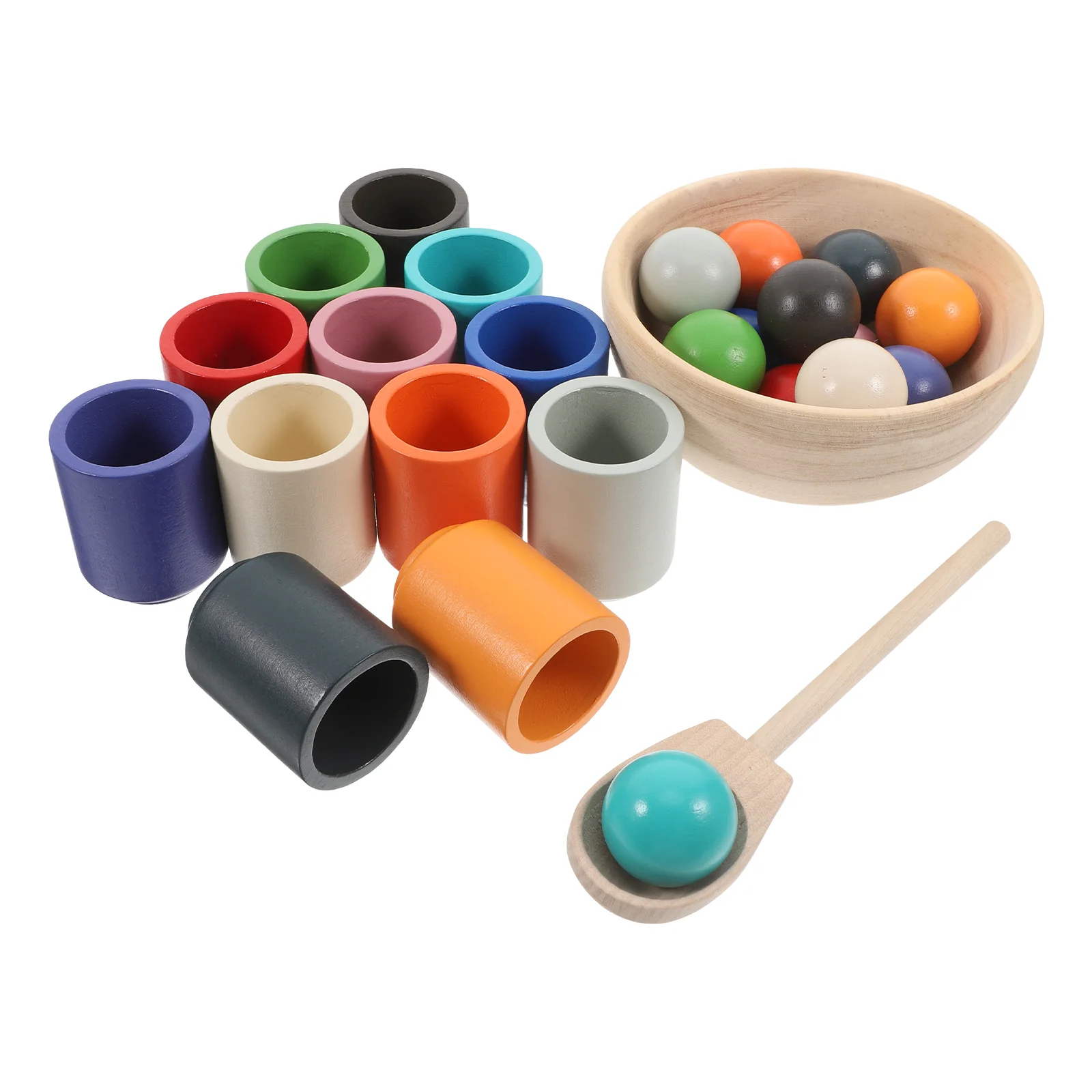 Bead Toys Recognition Wooden Ball Cup and Sorting Children's Educational Plaything Kids Color Matching with Tray Classification