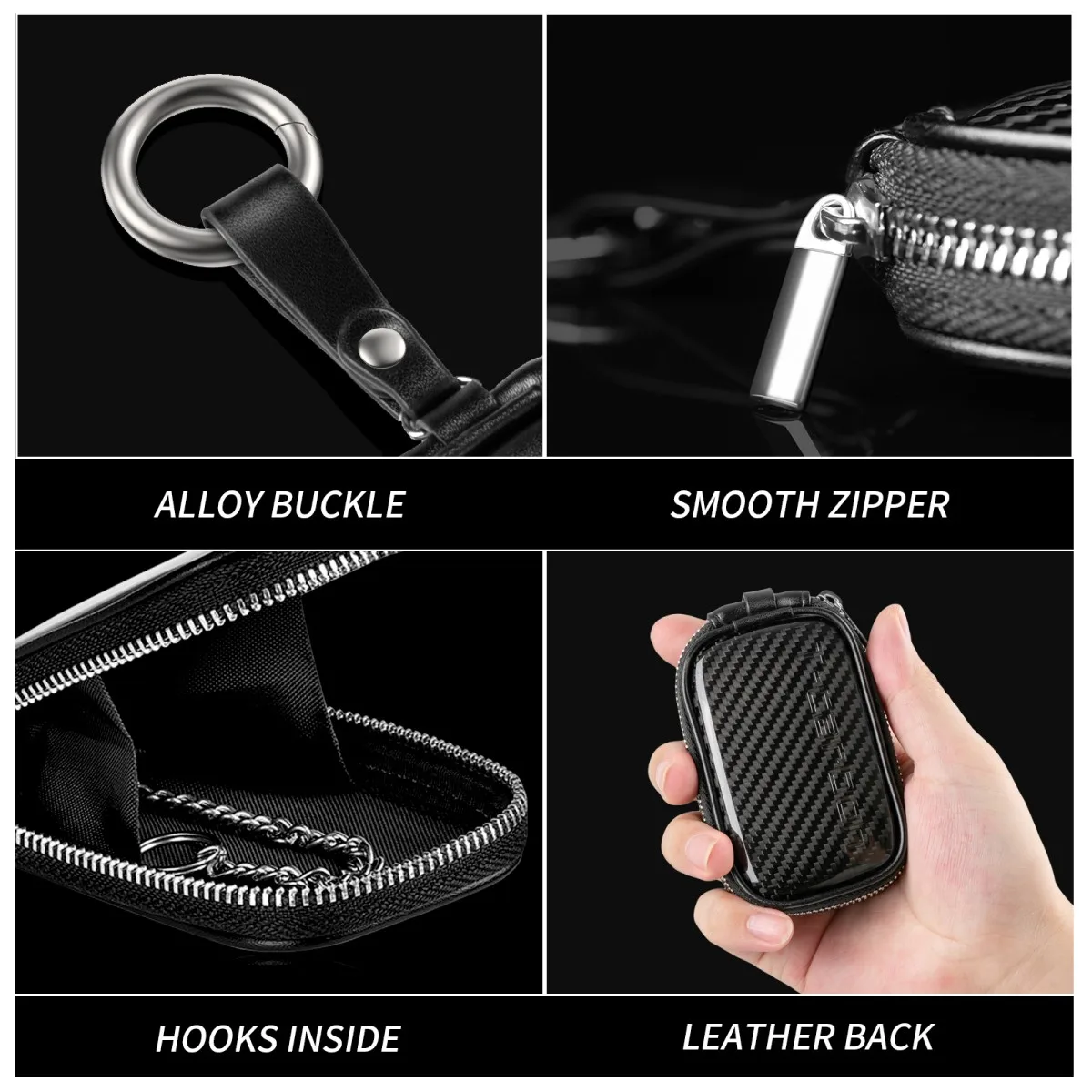 T-carbon Carbon Fiber Car Key Wallet Universal Key Fob Bag Protect From EMF, RFID, Car RFID Signal Blocking Key Fob Protector