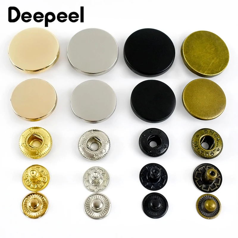 20 zestawów Deepeel 10-25mm metalowe zatrzaski portfel płaszcz ubrania zapięcia z płaskim tyłem zatrzaski przycisk do szycia akcesoria rzemieślnicze