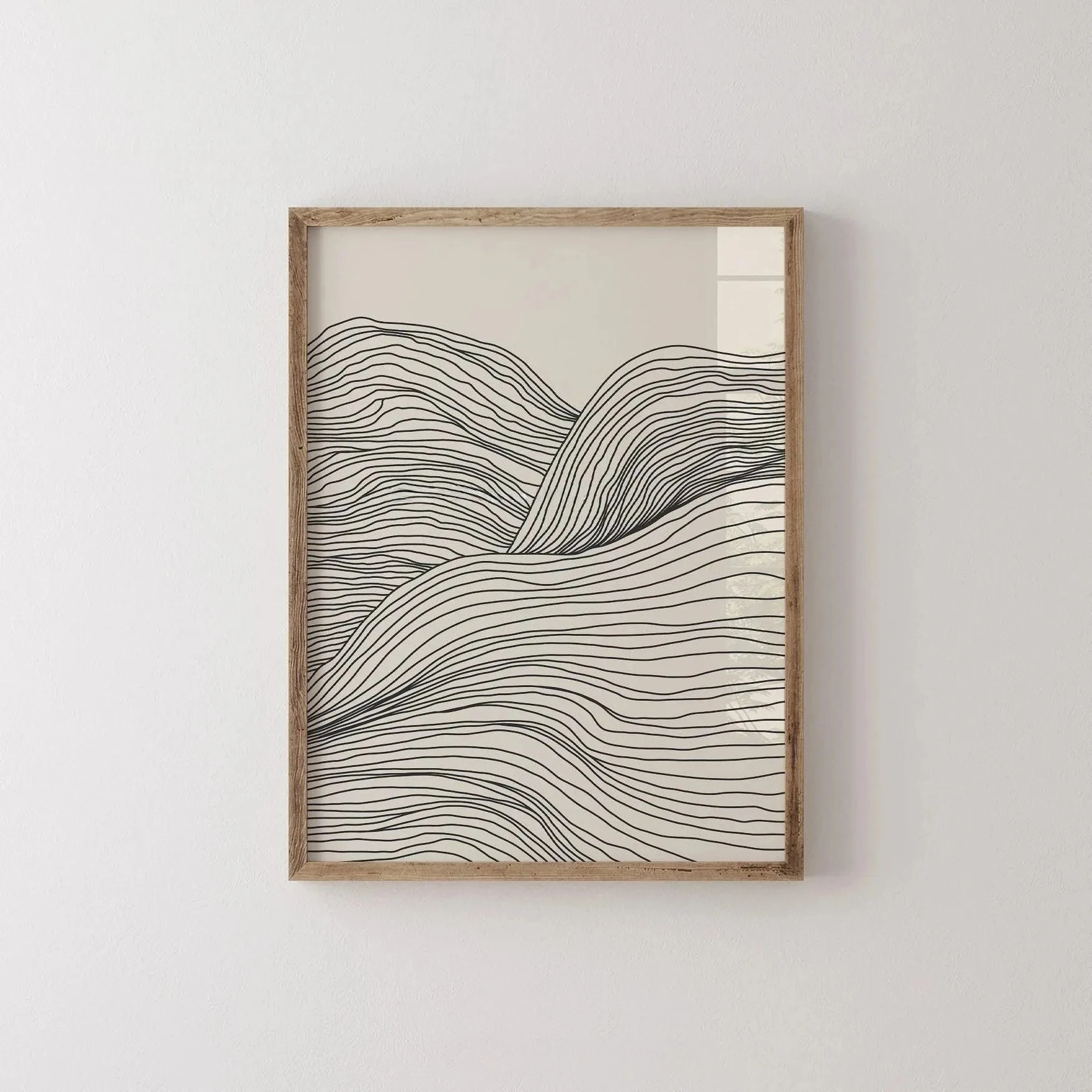 Abstract Moody Plant Art Canvas Print Mid-century Modern Beige Black Floral Line Wall Art Posters for Living Room Home Decor