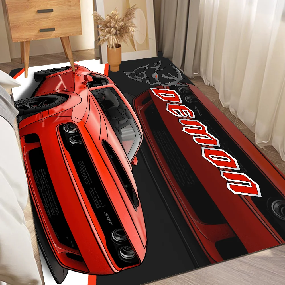 SRT Hellcat Demon Dodge Challenger Car Racing Bath Mat Kids Room Bedroom Decoration Balcony Anti-Slip Doormat Living Room