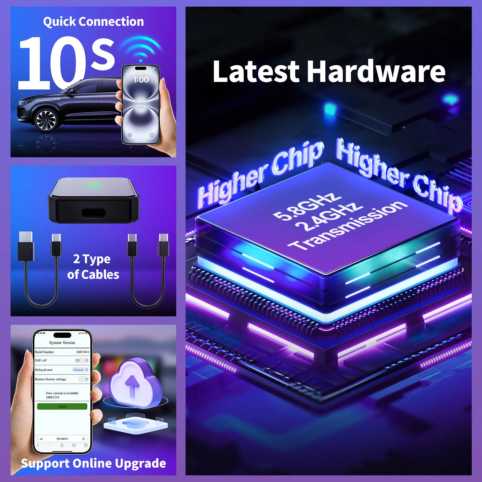 X-YUNS 2025 NEW 2in1 Wireless Carplay Android Auto Adapter Smart Mini Box WIFI BT Dongle Auto Connect For Most Vehicle Models - Image 4