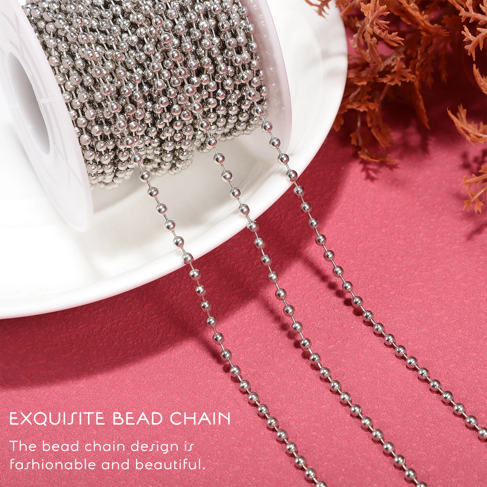 

24M Bead Chain 20 Connectors DIY Jewelry Supplies Copper Iron Steel Wave Chain Bracelets Necklace Repair Color Classic