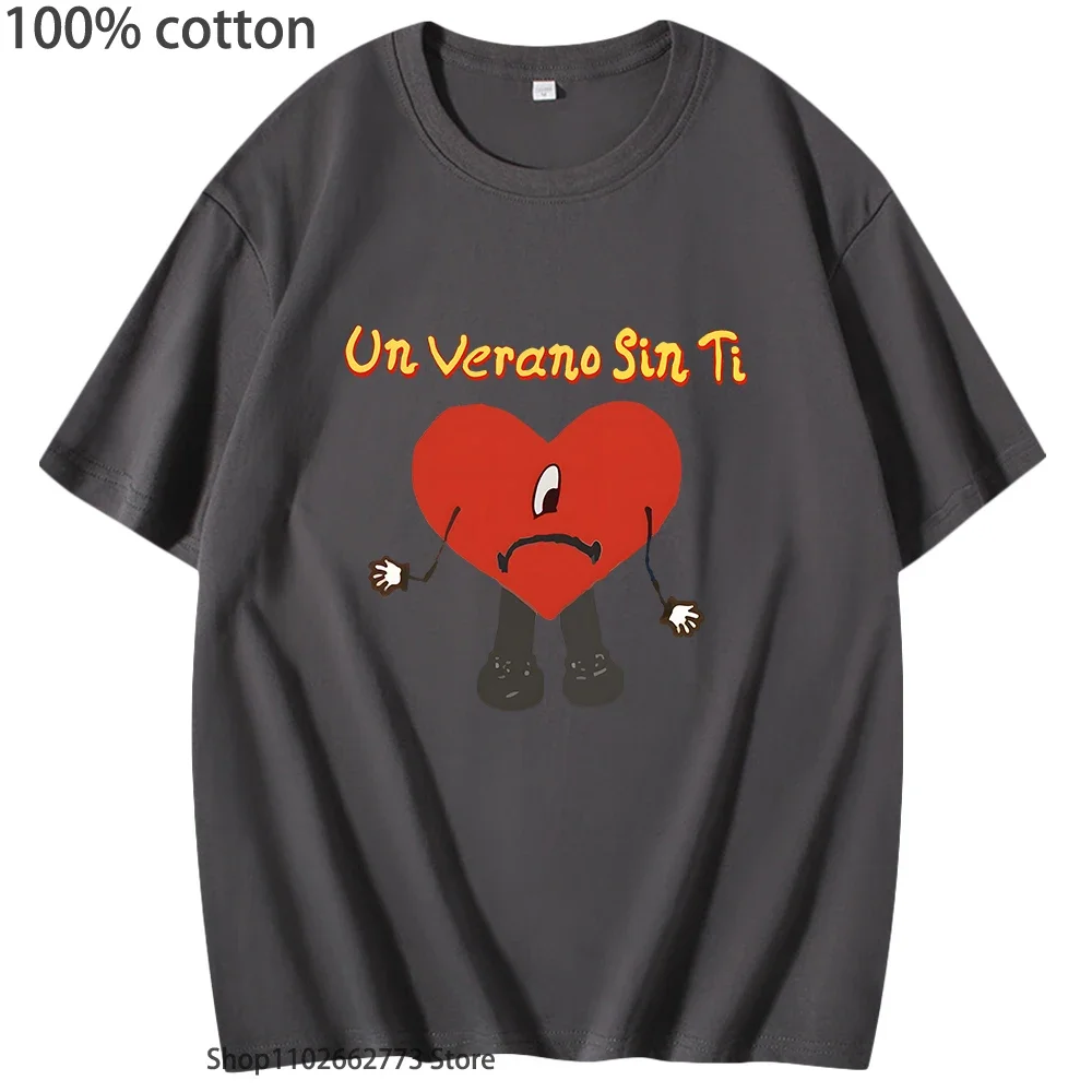 Koszulki damskie z krótkim rękawem Bad Bunny Un Verano Sin Ti Album, urocza modna letnia koszulka, 100% bawełna, okrągły dekolt, koszulka damska męska