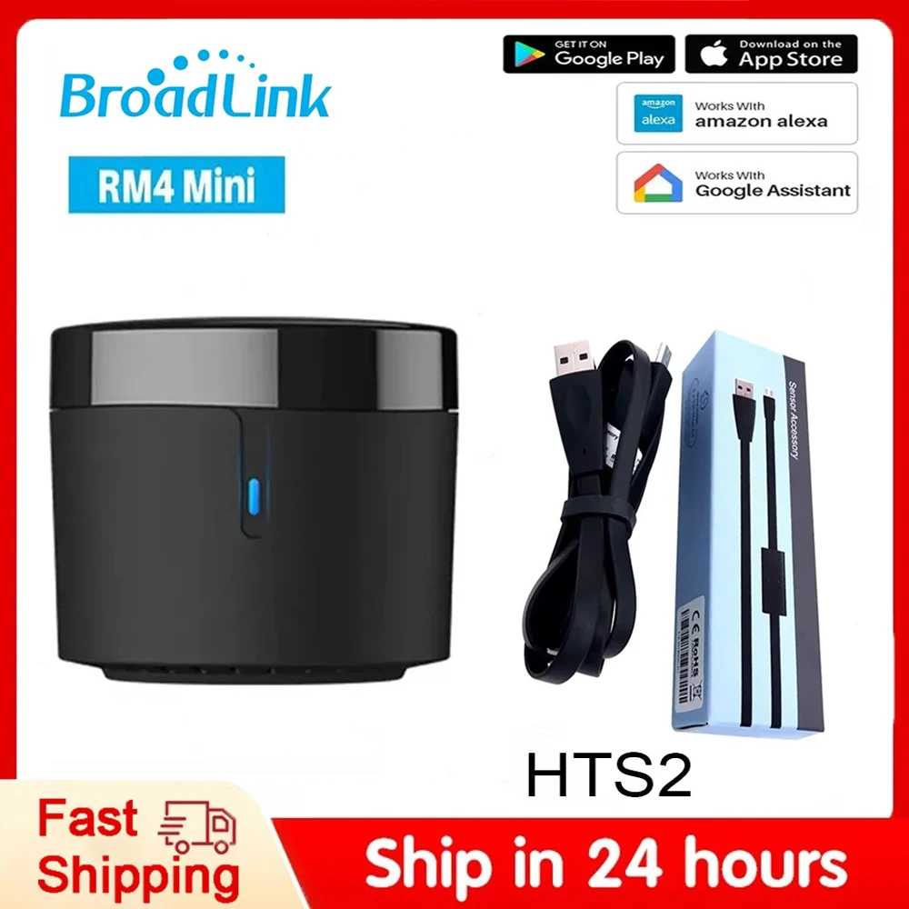 

Broadlink RM4 Mini HTS2 ИК-пульт дистанционного управления Кондиционер ТВ-приставка Датчик температуры и влажности для Google Home Alexa