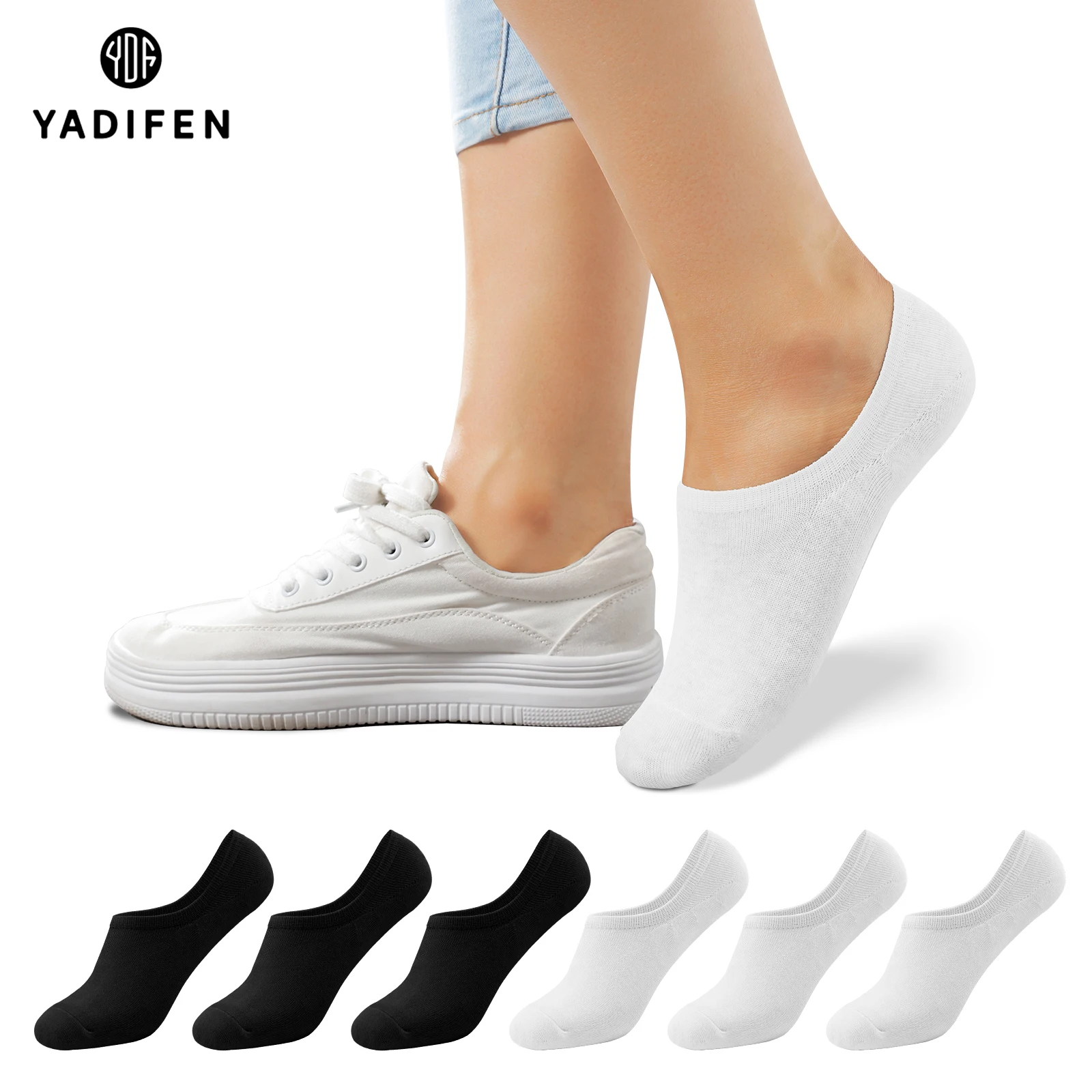 

6Pairs No Show For Women's silicone non-slip invisible socks Summer solid color Ankle Boat Socks female soft Cotton slipper sock