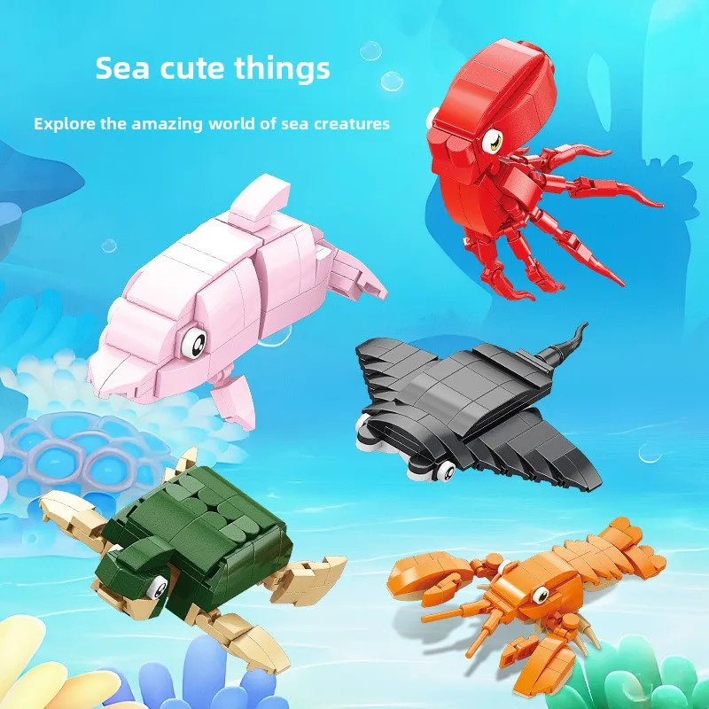 

Micro-Block Building Blocks: Ocean Wonderland Animal Building Set Creative Educational Toy Suitable for Children Aged 6-12
