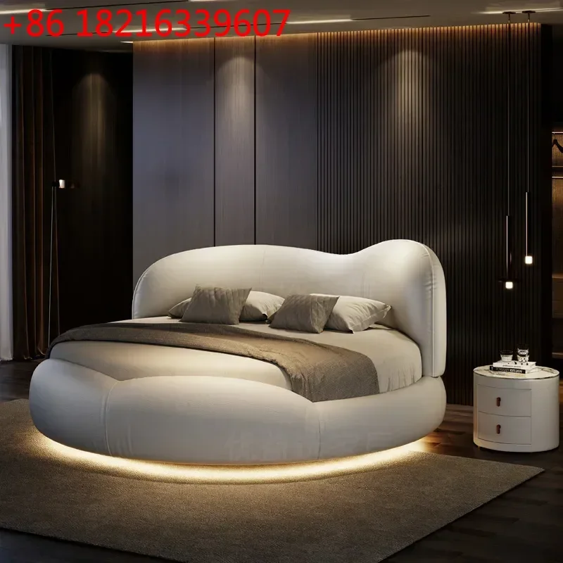 YAO YAO Princess Luxury Pretty Double Bed King Size Modern Italian Round Bed Loft Villa Camas De Dormitorio Bedroom Set Furnitur