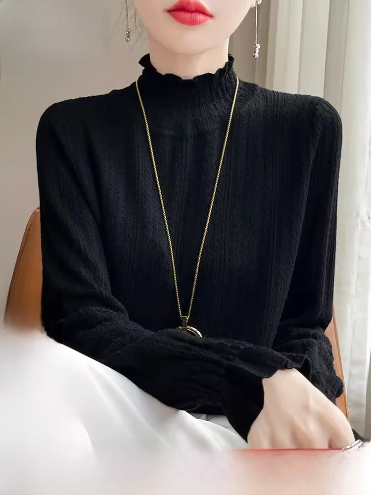 Women's Camere Knitwear Loose Fit f High Collar Sweater Autumn New Sle Tassel Long Sve Warm Thermal Base irt