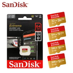 Sandisk-tarjeta MicroSD Original Extreme A2 V30 U3 SDXC Flash, 32GB, 64GB, 128GB, 256GB, tarjeta TF de 190 MB/s para teléfono y tableta