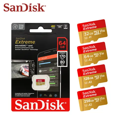 Extreme MicroSD Card 32GB-256GB SanDisk
