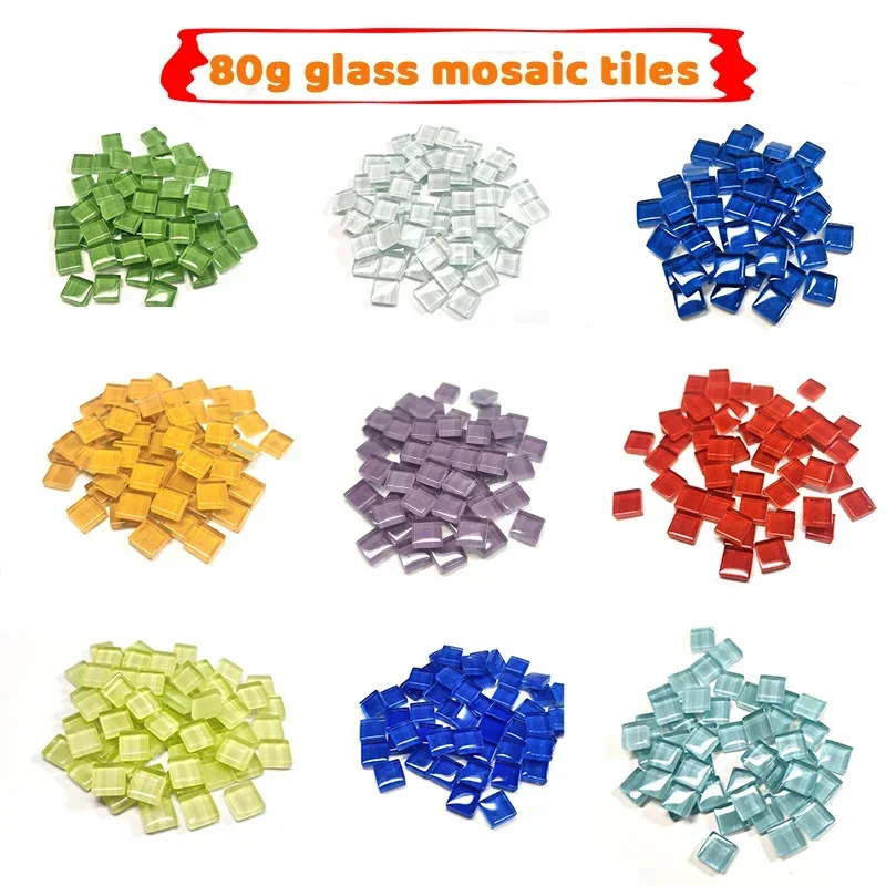 90pcs (Approx. 80g/2.82oz) 1cm Square Glass Mosaic Tiles DIY Mosaic Craft Materials for Fun Handmade Glass Mosaic Stones