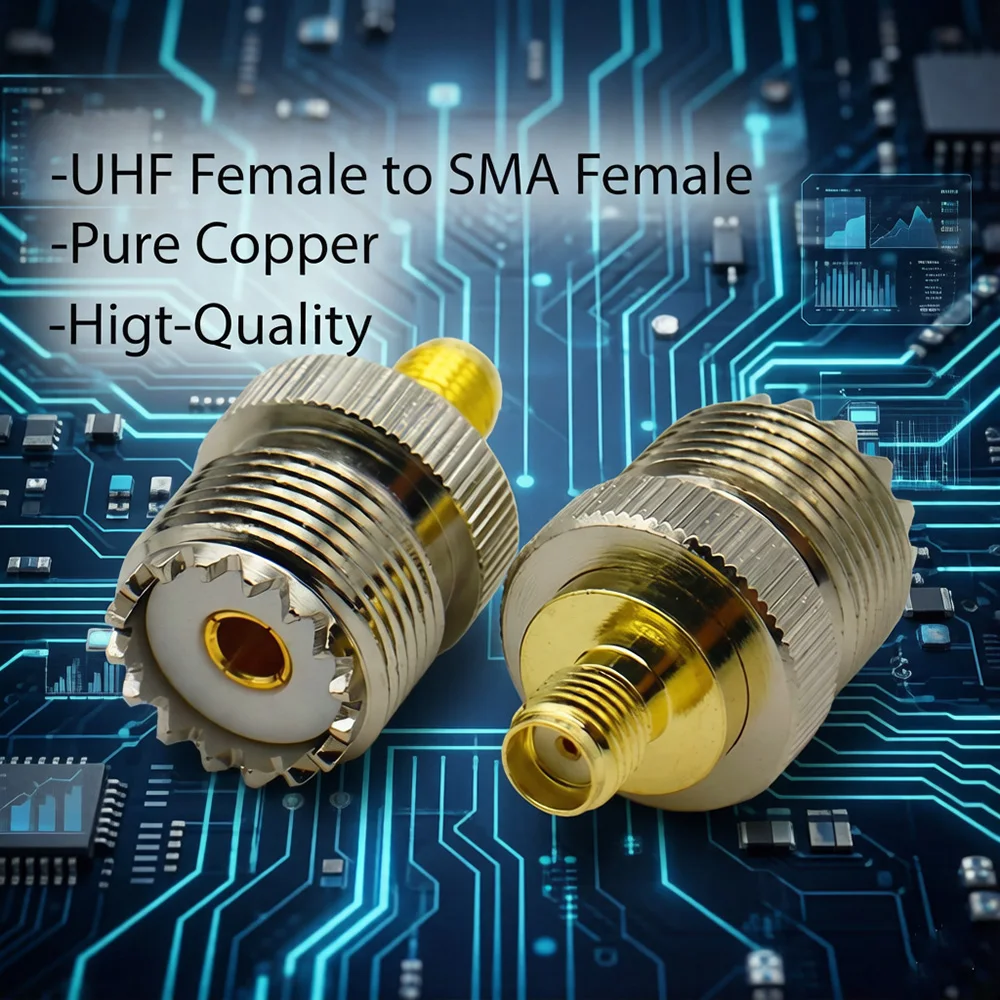 SO239 PL259 UHF to SMA Female Straight RF Coaxial Connector for CB Radio Antenna Brass Copper