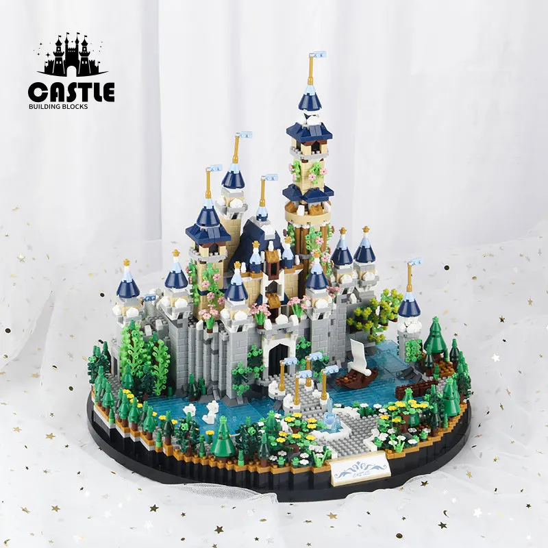 6180PCS Magic Castle Sakura House Building Blocks City Street Model With LED Lights Mini Bricks Toys Children's Christmas Gifts - view 6