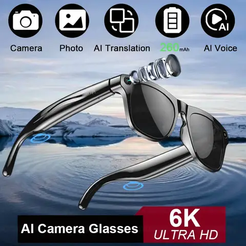 xkoenPro AI 스마트 안경 100MP 카메라 내장 플래시 방수 블루투스 통화 음악 재생 사진 촬영 오디오/비디오 녹화