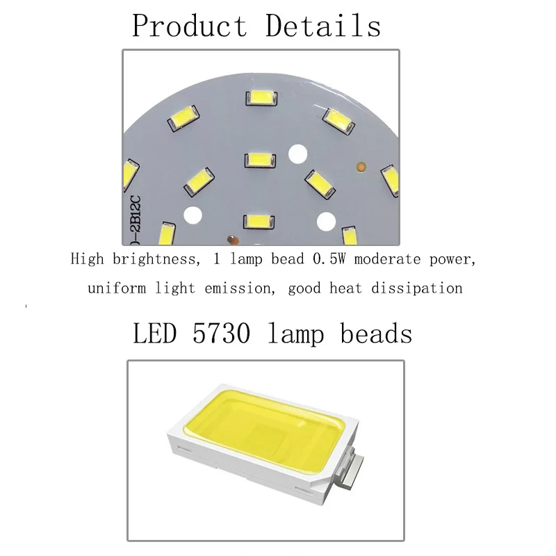 Brightness SMD5730 PCB Light Source Lamp Bead Bulb 3W/5W/7W/9W/12W/18W/24W Light Board Welded 20cm Wire For Ceiling PCB With LED