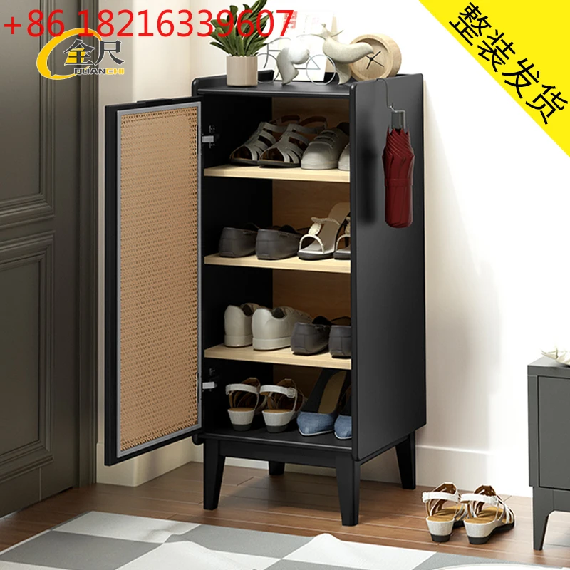 

Колода из цельного дерева 40 см80, дверной шкаф для обуви из ротанга, бытовой черный пыленепроницаемый компактный современный простота