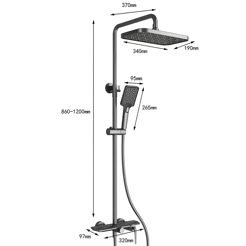 Conjunto de chuveiro de banheiro dourado, alça multifuncional, tipo água quente e fria, núcleo de válvula de latão, sistema de chuveiro pressurizado doméstico
