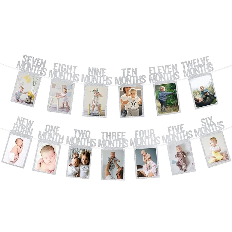 Baby First Year Photo Banners 12 Month Frame Set for Boy Girl Document Your Baby's Growth