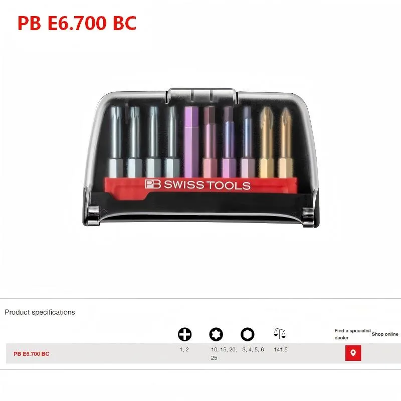 PB Swiss Tools Hardened Anti-Camout E6.3 Bits 10PCS Per Set Auto Electronics Maintenance BitCase PB E6.700 E6.701 E6.702