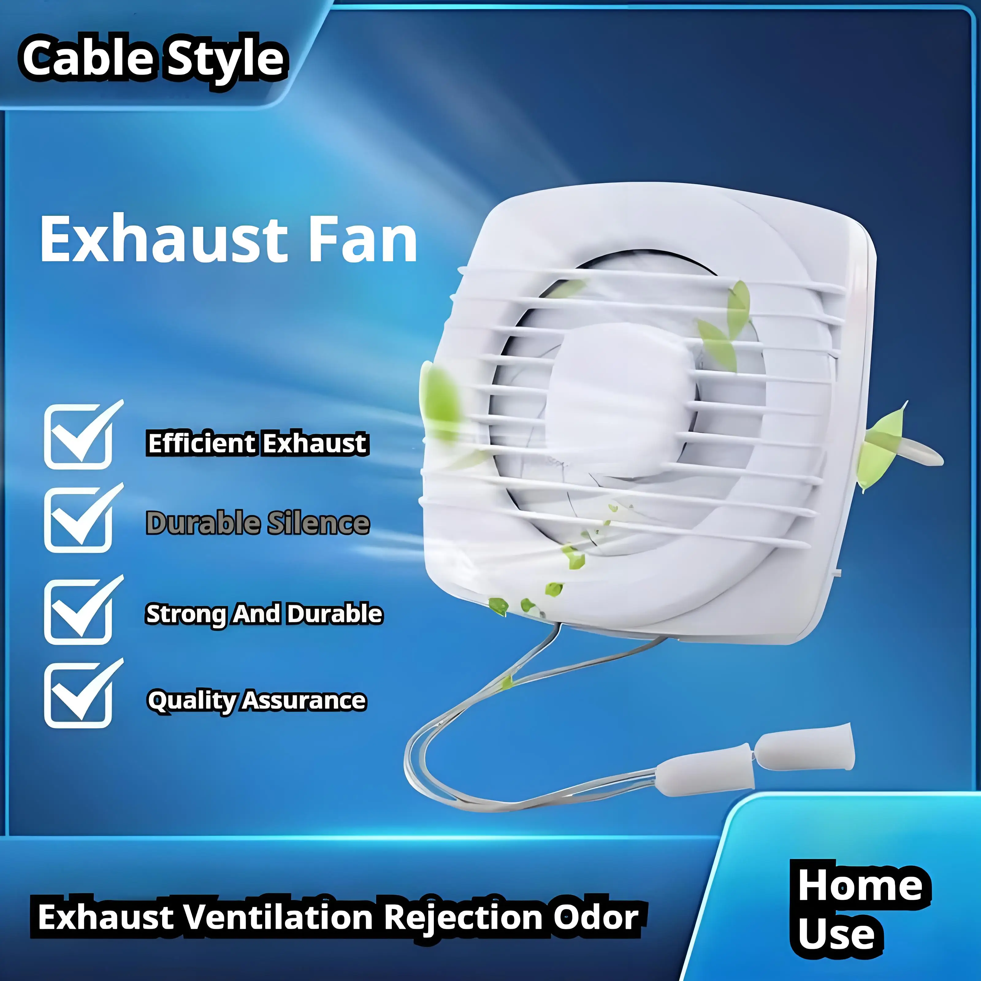 Silent 220V Exhaust Fan 4/6/7inch 110/150/180mm Strong Ventilating Kitchen Bathroom Toilet Window Wall Mounted Extractor