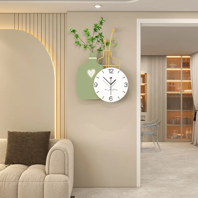 ساعة حائط لغرفة المعيشة، ساعة فنية حديثة وبسيطة لغرفة الطعام، لوحة ديكور جدارية منزلية، ساعة صامتة