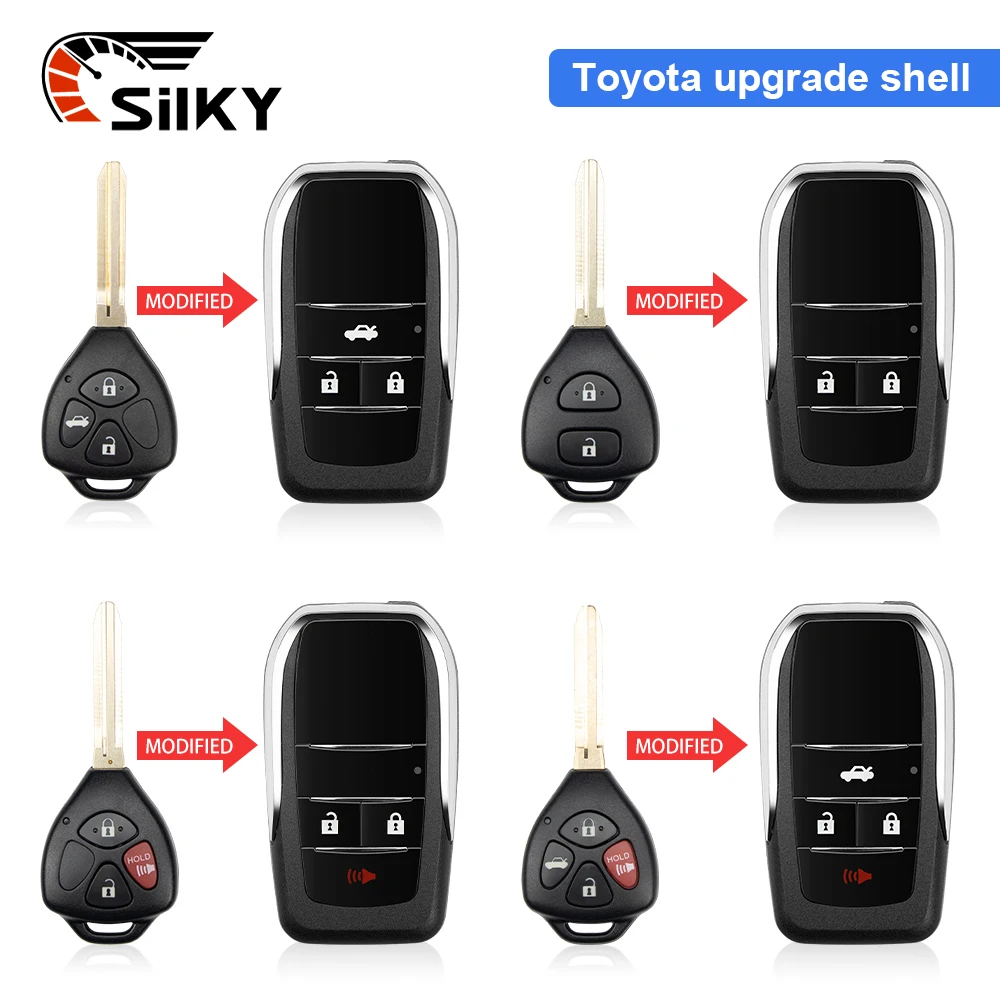 SilKY Blank Key Shell Modified Flip Folding Remote Key Shell For Toyota RAV4 Wish Camry Hiac Corolla Hilux Fortuner