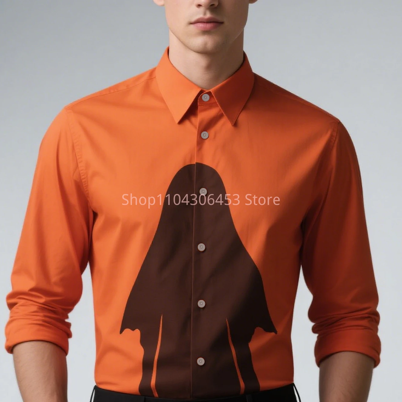 2025 Men's Halloween Pumpkin Ghost Witch 3D Printing Funny Shirt Hawaiian Casual Long Sleeve Lapel Shirt Party Simple Retro Top