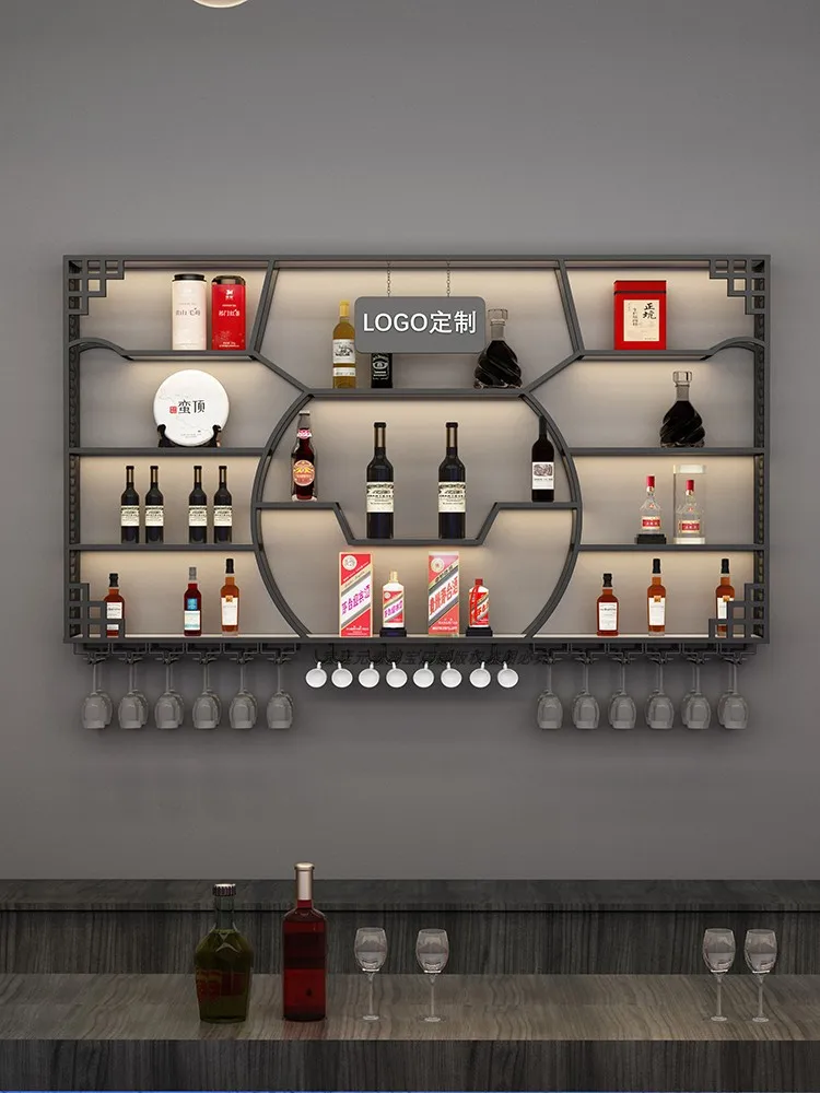 Red wine shelf, grape white wine cabinet, wall mounted storage rack, bar, iron display rack, Chuangyi Winery