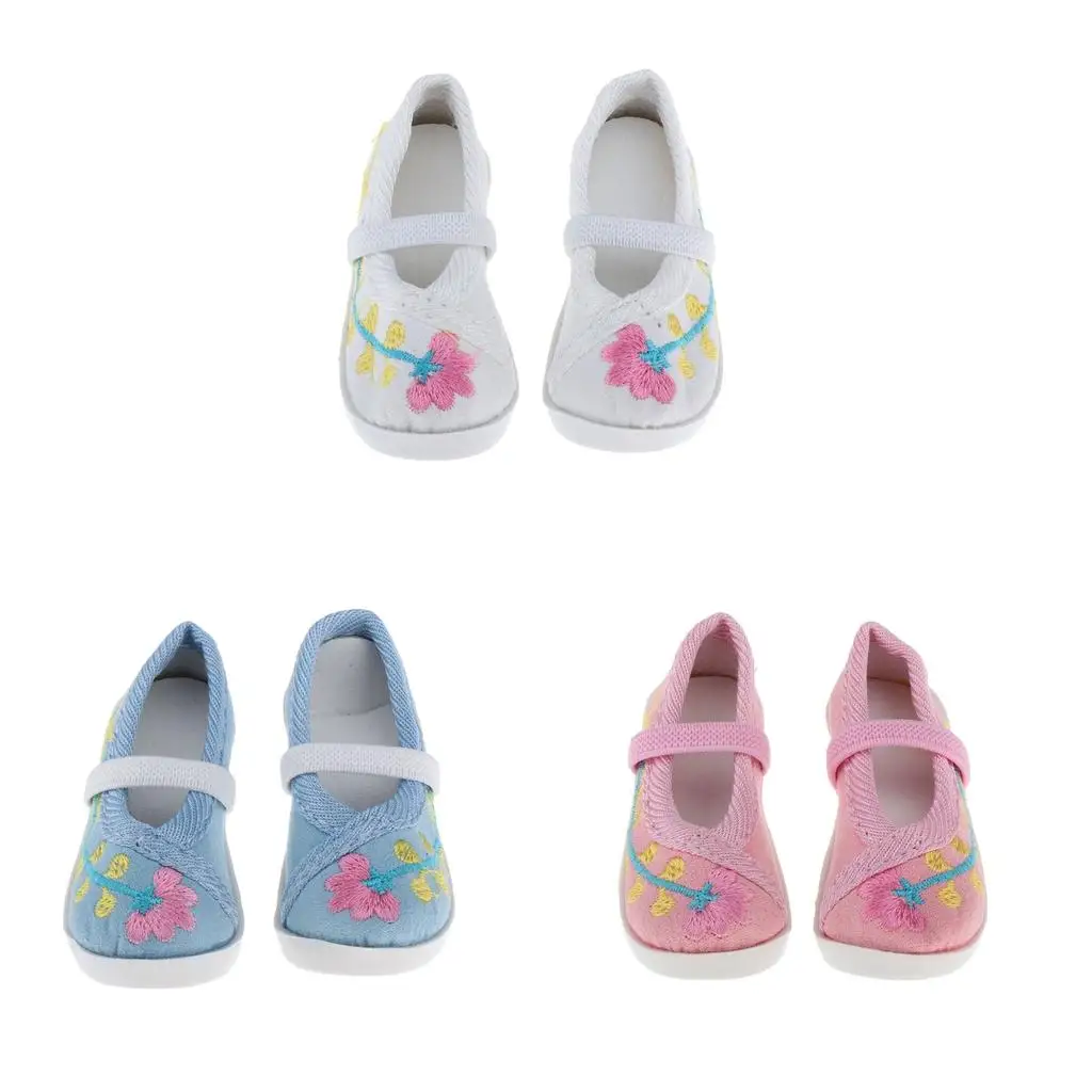 Chaussures à talons de poupée exquises, matériel en tissu, broderie décontractée, chaussures de poupée BJD pour