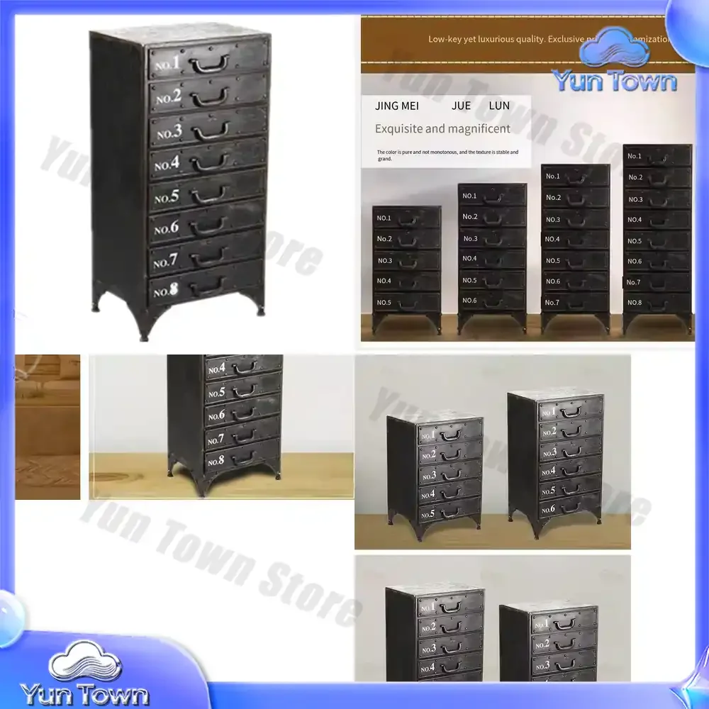 American industrial style loft retro wrought iron barrel cabinet retro iron drawer living room file cabinet