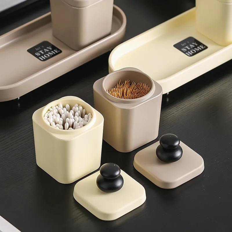 European and Chinese style vintage cotton swab storage box, high-end, personalized, creative, exquisite wooden design, light lux