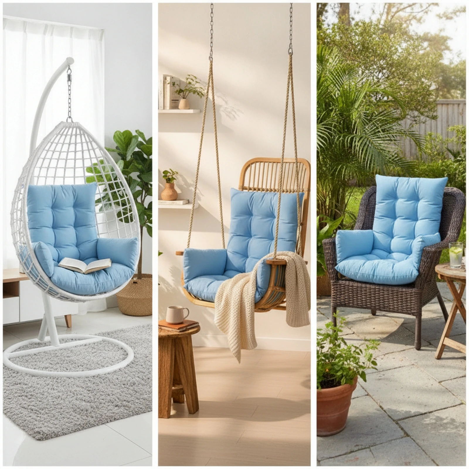 Hanging Swing Egg Chair Cushion Soft Egg Chair Cushion Large Water-Repellent for Patio, Balcony