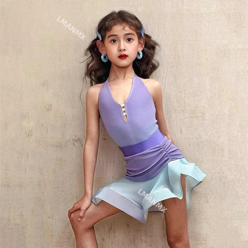 

2025 Summer New Latin Dance Practice Dress Advanced Children's Training Performance Dance Set