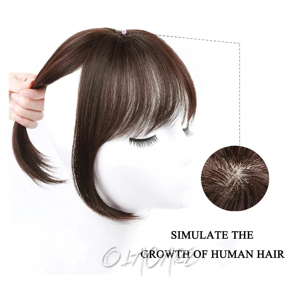 OLACARE Synthetic Topper Hairpiece False Bang Clip-In Bangs Extension Natural Fake Fringe Invisible Clourse Hairpiece for Women