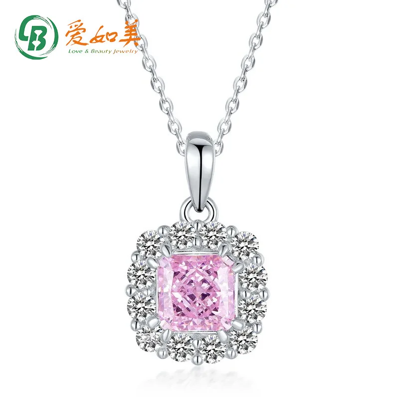 

18K Gold PT950 Platinum Silver Plated 7-layer Gold Necklace Square Diamond Ice Flower Cut High Carbon Diamond Collarbone Chain