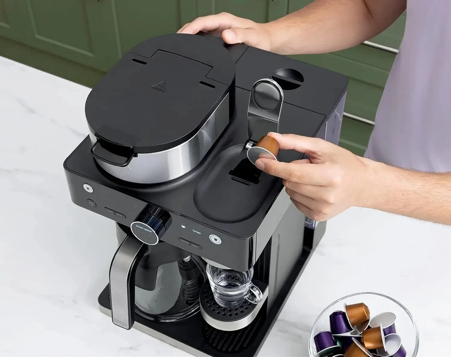 

L # For CFN601 Espresso & Coffee Barista System 3 Espresso Brew Styles Single-Serve Coffee & Nespresso Capsule Compatible