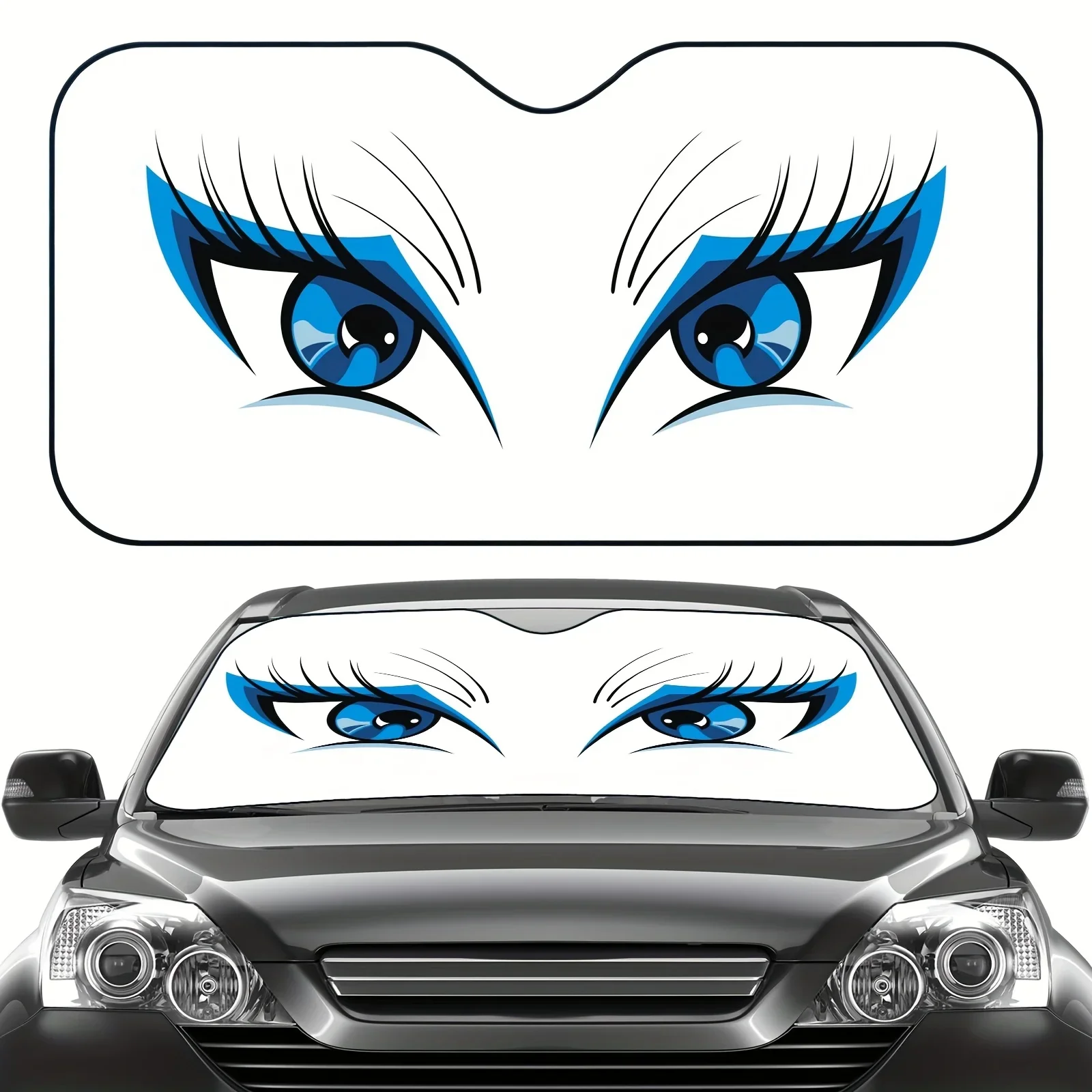 

Sun Protection, 1pc Eye-pattern Windshield Sunshade for Car, Foldable, Easy To Install, Universal, UV Protection Interior