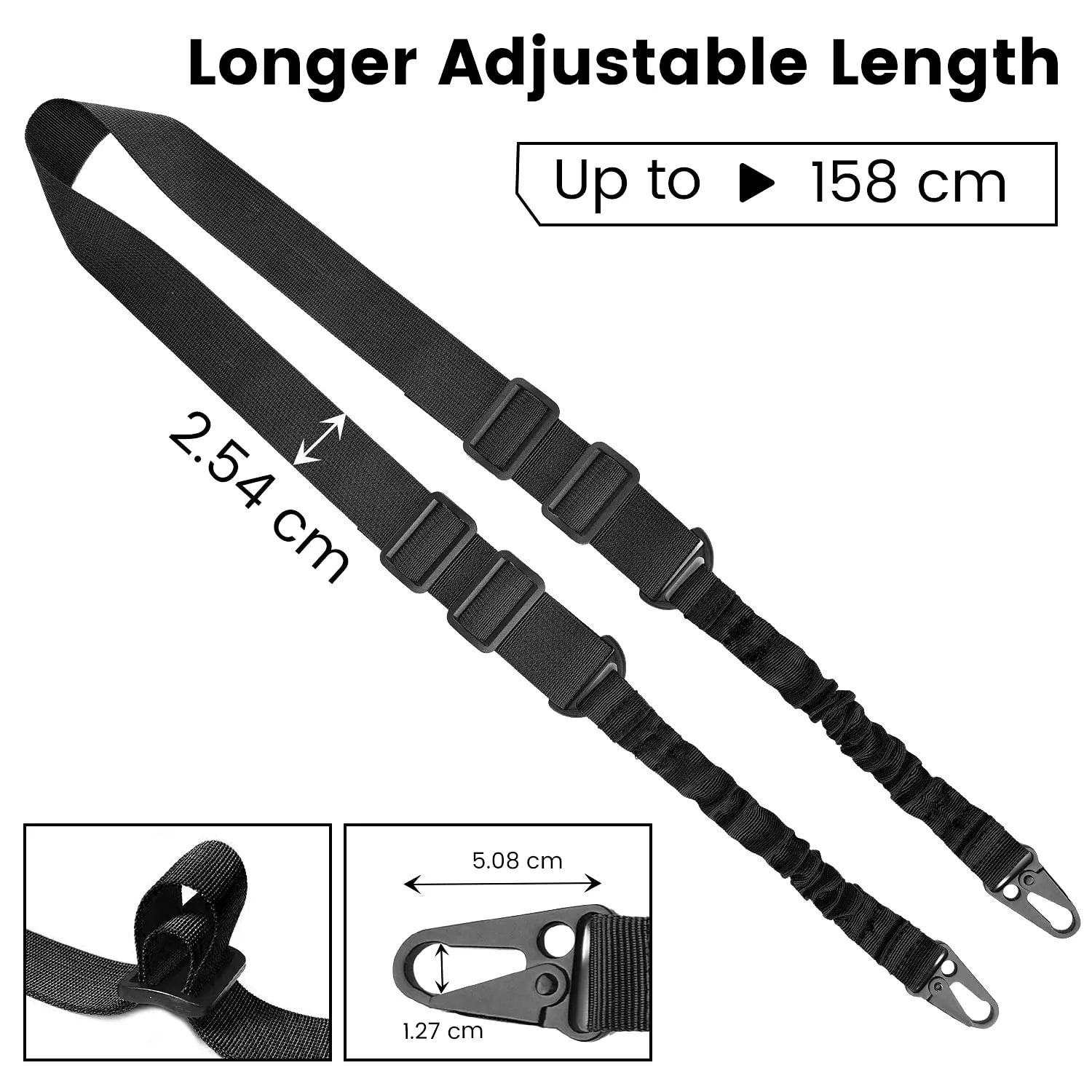 

Airsoft Two Point Rifle Sling with Length Adjuster Traditional Sling Strap with Metal Hook 2 Pack Elastic Cord Design Outdoor