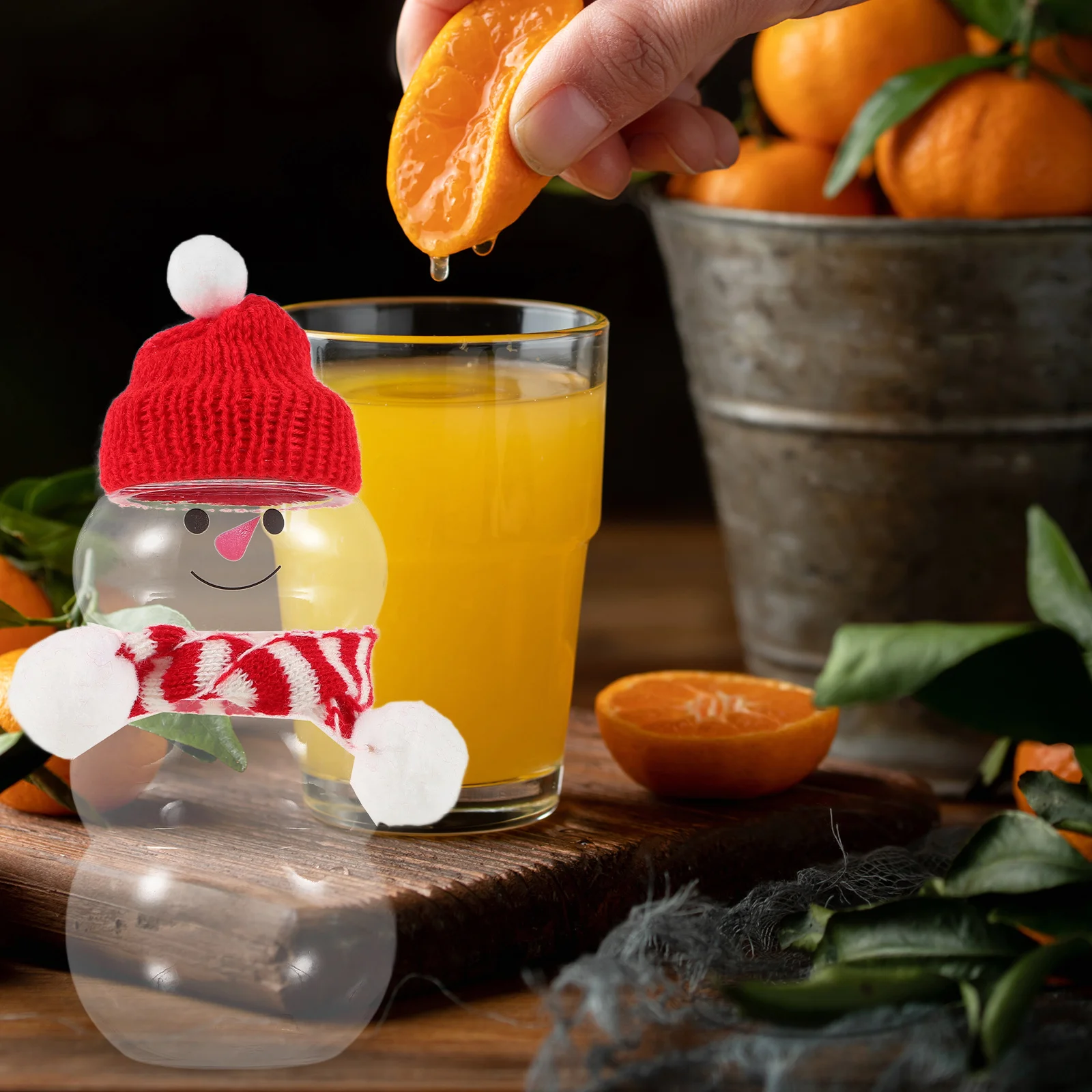 

6Sets Snowman Drink Bottles Reusable Christmas Juice Containers Beverage Holders Leak Proof Xmas Beverage Bottles