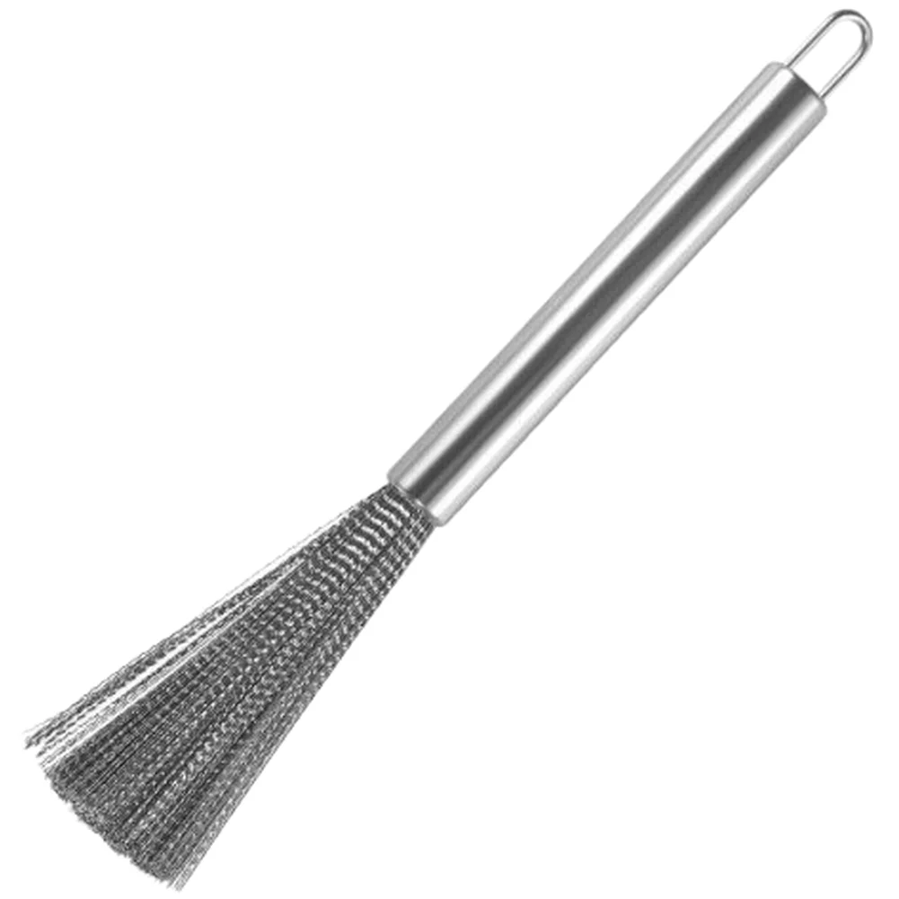

For Kitchen Pot Scrubber Brush Made of Stainless Steel and PET Bristles 24cm Long Handle for Easy Grip and Efficient Cleaning