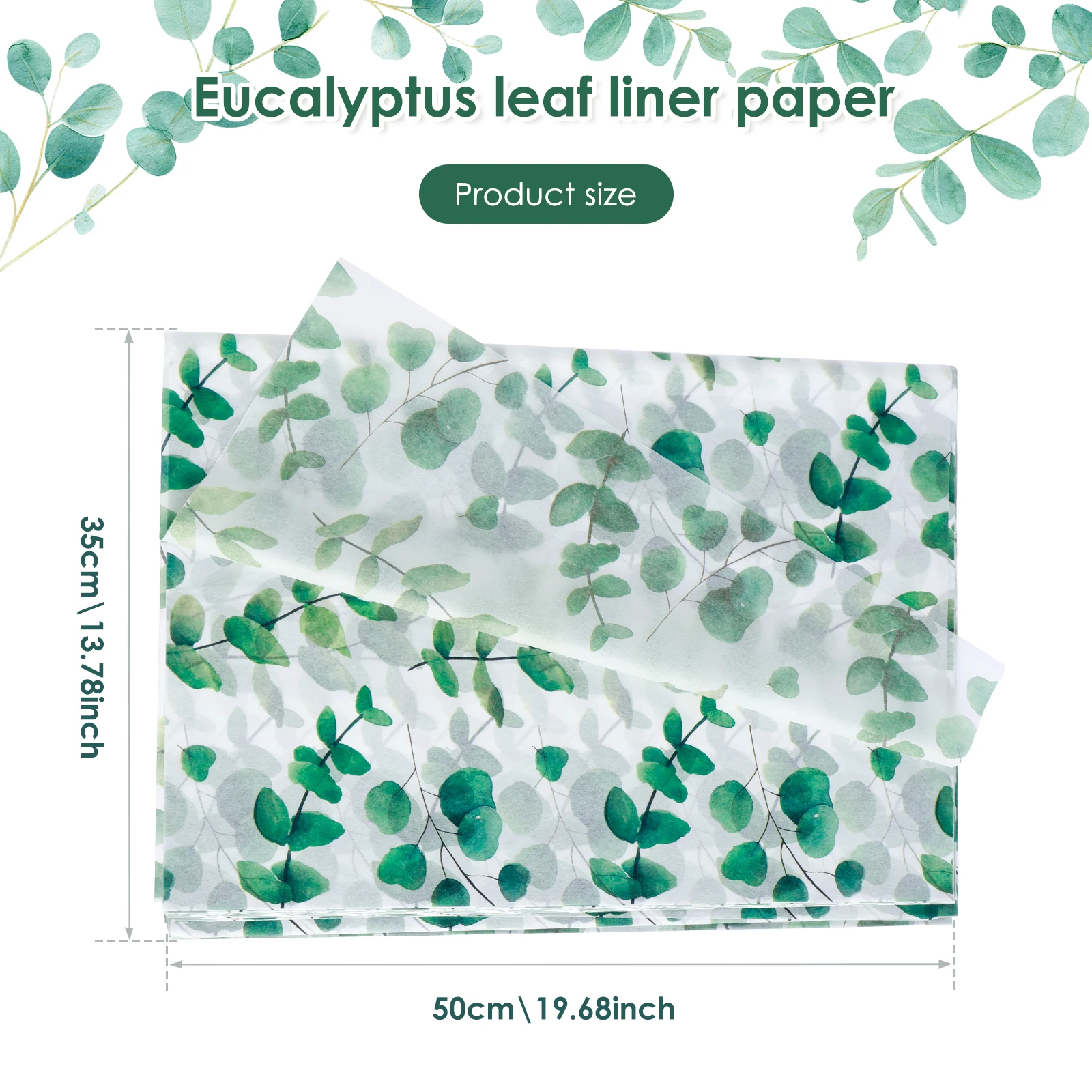 100Pcs Green Leaves Tissue Paper 20x14in Botanical Printed Leaf Wrapping Paper for Wrapping Gifts Birthday Festival Craft Papers